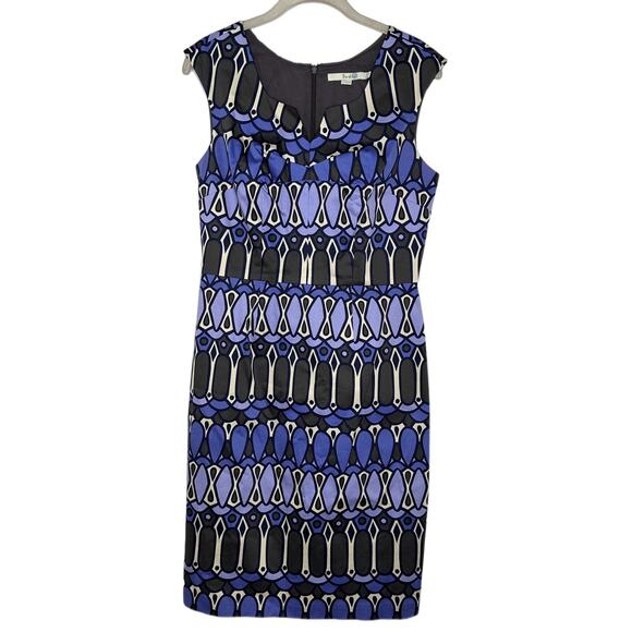 Boden Dresses & Skirts - Boden Women’s Blue Geometric Print V Neck Sheath Sleeveless Dress Size 2